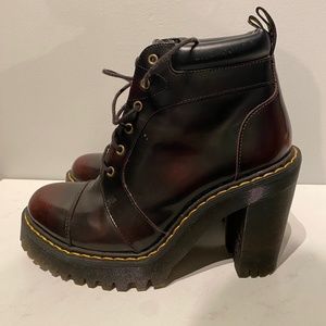 Dr. Martens Women’s Persephone Cherry Red Arcadia Heeled Boots Lace Up